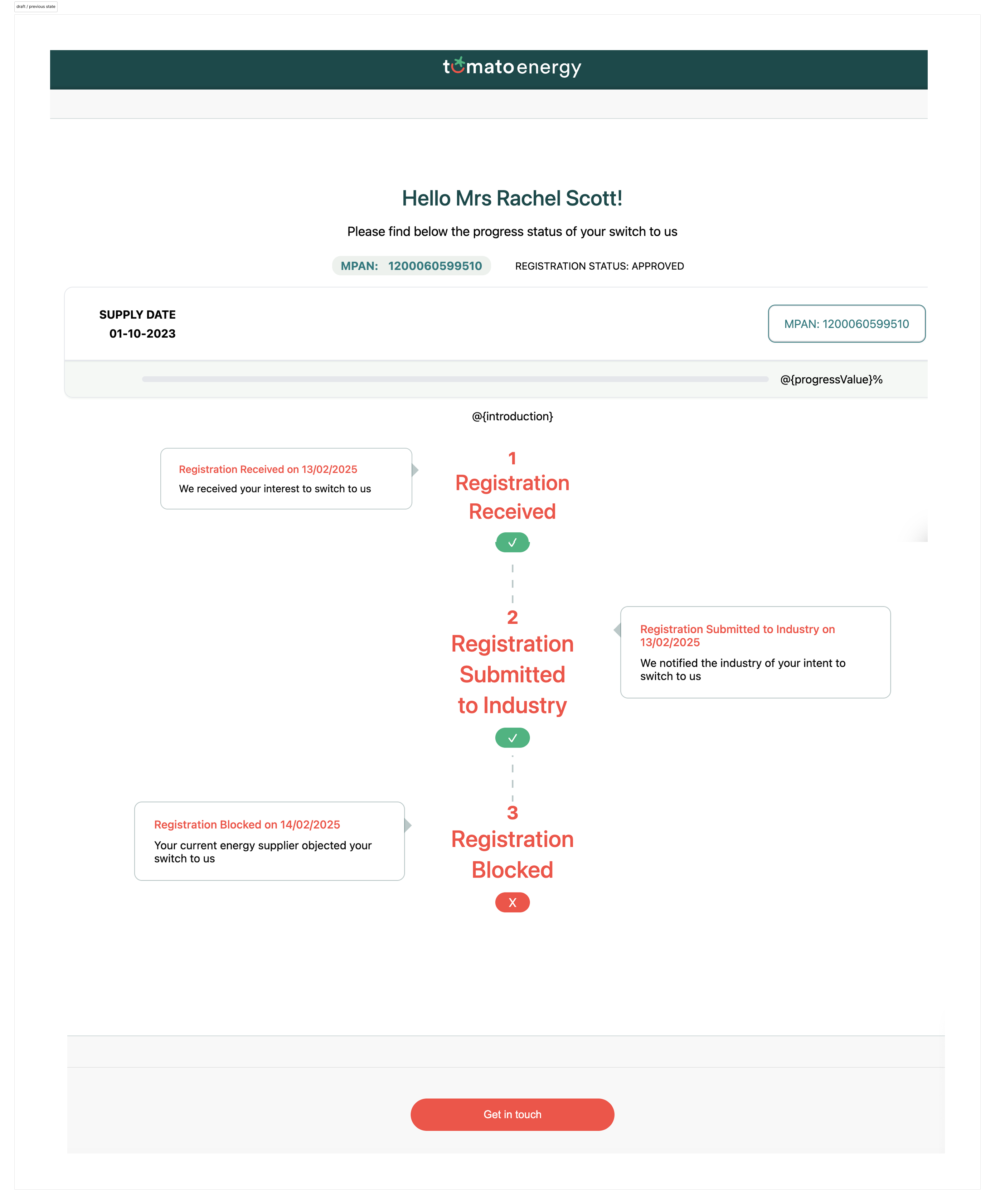 Initial draft by stakeholders outlining a tacker/stepper wireframe